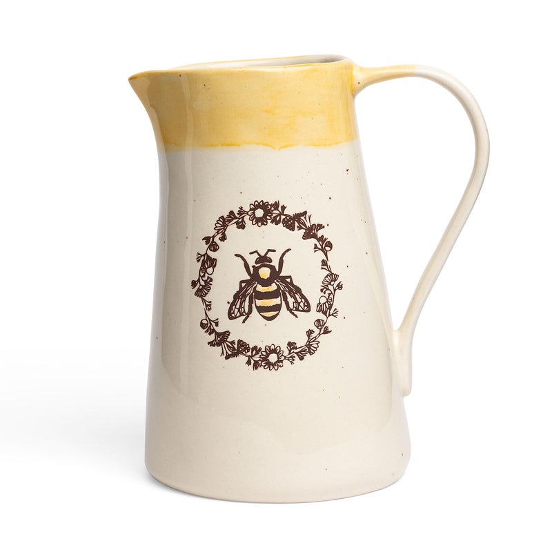 Young's Inc. Ceramic Water Pitcher - Large Serving Pitcher for Iced Tea, Coffee, and Cold Drinks - Ideal for Family Gatherings, Dinner Parties, and Brunches - 7" x 4.75" x 9.5" - Bee - Image 1